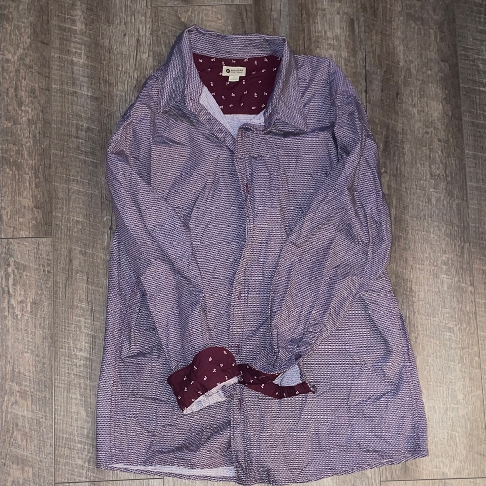 Haggar Burgundy and White Dress Shirt